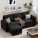Vongrasig 79" Convertible Sectional Couch Sofa with Storage Ottoman, 3 Seat L Shaped Couch with Side Storage Pockage, Small Couches for Living Room...
