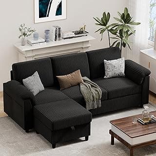 Vongrasig 79" Convertible Sectional Couch Sofa with Storage Ottoman, 3 Seat L Shaped Couch with Side Storage Pockage, Small Couches for Living Room...