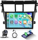 Radio 4G+128G for Toyota Vios Yaris 2007-2014 with Wireless Carplay Wireless Android Auto, 9 Inch Incell Touch Screen Double Din Car Stereo with GP...