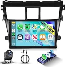 Radio 4G+128G for Toyota Vios Yaris 2007-2014 with Wireless Carplay Wireless Android Auto, 9 Inch Incell Touch Screen Double Din Car Stereo with GP...