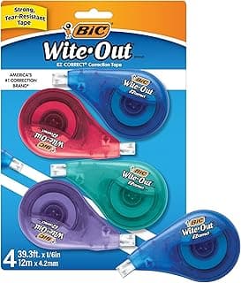 BIC Wite-Out Brand EZ Correct Correction Tape, 39.3 feet, 4-Count Pack of White Correction Tape, Fast, Clean and Easy to Use Tear-Resistant Tape Of...