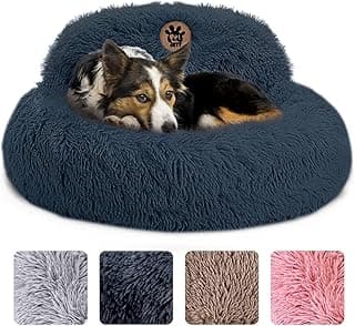 PetJett Calming Dog Bed Medium Size Dog - 30'' Donut Bed, Washable Dog Bed, Anti-Slip & Super Soft Fluffy Plush Round Dog Bed, Anti-Anxiety Premium...