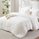 Queen Comforter Set, 7 Pieces White Seersucker Bed in a Bag | OEKO-TEX Certified, All Season Bedding Set with 240 GSM Down Alternative Comforter, F...