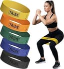 Tribe Lifting Fabric Resistance Bands for Working Out - 5 Exercise Bands Set for Legs and Glutes - Booty Bands for Women and Men - Thick Cloth Work...