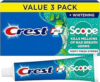 Crest + Scope Whitening Toothpaste - Pack of 3, 5.4 Oz Tubes - Anticavity Fluoride Toothpaste, Fresh Breath, Kills Germs - Tartar Protection, Ename...