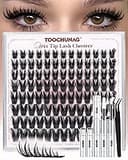 TOOCHUNAG Manga Lash Clusters Kit Bunny Eyelashes Clusters 10-18mm Volume Spiky DIY Cluster Lashes Extension Kit with White Lash Bond and Seal D Cu...