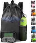 HOHOM Swim Mesh Beach Bag, Waterproof Gym Bags for Women and Men, Large Pool Bag Swimming Gear Drawstring Backpack