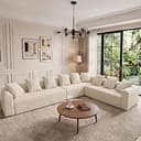 Claiks Pebble Boneless Couch, 142" L-Shaped Oversized Modular Sectional Sofa with Left Chaise Longue, Soft Knitted Fabric Deep Seat Couches for Liv...