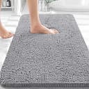 OLANLY Bathroom Rugs 30x20, Extra Soft Absorbent Chenille Bath Rugs | Grey, Quick-Drying Rubber Backing, Machine Washable Bath Mat for Bathroom Floor, Tub and Shower, Home Decor Accessories