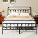 zunatu Queen Size Metal Bed Frame with Victorian Style Headboard and Footboard, Steel Slat Support Platform Bed, No Box Spring Needed, Under Bed St...