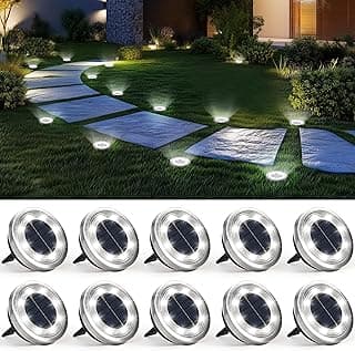 SOLPEX 10 Pack Solar Ground Lights Outdoor Waterproof, Solar Powered Pathway Lights, Landscape Lighting for Garden Walkway Driveway Backyard Decor ...
