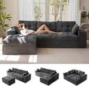 MAXYOYO 104" L Shaped Modular Sectional Sofa with Ottoman, Cloud Boneless Couch with Layered Cushion, Upholstered Sofa in a Box, Flexible Module Co...