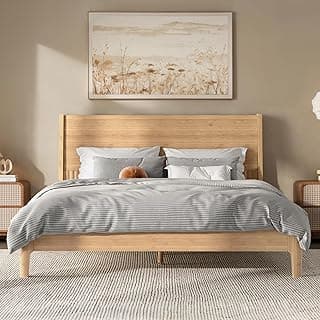 Bellemave Full Size Platform Bed with Tall Headboard, Solid Bamboo-Made Bed Frame with Support Slats, Full/Queen/King Bed Frame for Bedroom, Guest ...