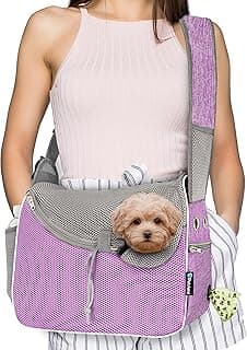PetAmi Small Dog Sling Carrier, Soft-Sided Crossbody Puppy Carrying Purse Bag, Adjustable Sling Pet Pouch to Wear Medium Dog Cat Travel, Dog Bag fo...