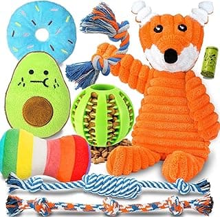 Zeaxuie 9 Pack Luxury Puppy Toys for Teething Small Dogs, Puppy Chew Toys with Cute Squeaky Dog Toys, Ball and More Rope Dog Chew Toys