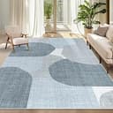 Large Modern Area Rugs 8x10 Washable Rug for Living Room Bedroom Dining Room,Boho Abstract Geometric Non Slip Carpet,Blue Grey