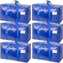 TICONN 6 Pack Extra Large Moving Bags Heavy Duty with Zippers & Carrying Handles, Durable Storage Bags Moving Boxes for Closet Organizers and Stora...