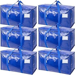 TICONN 6 Pack Extra Large Moving Bags Heavy Duty with Zippers & Carrying Handles, Durable Storage Bags Moving Boxes for Closet Organizers and Stora...