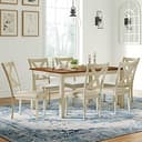 AMERLIFE 7-Piece Farmhouse Solid Wood Dining Table Set with 6 Upholstered Chairs, 60" Space Saving Dinner Table & Chairs Set, for Dining Room, Kitc...
