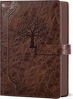 CAGIE Lined Leather Journal for Writing, A5 Vintage Tree Debossed Notebook with Magnetic Closure, 256 Pages Hardcover Diary with 100 GSM Thick Pape...