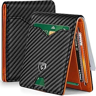 Slim Wallet for Men Rfid Blocking Leather Bifold Front Pocket Carbon Fiber Credit Card Men's Money Clips Holder Novelty Wallets With Gift Box(Carbo...