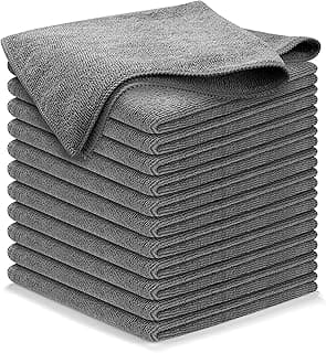 USANOOKS Microfiber Cleaning Cloth Grey - 12 Pcs (12.5"x12.5") - High Performance - 1200 Washes, Ultra Absorbent Microfiber Towel Weave Grime & Liq...