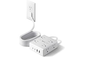 SUPERDANNY Extension Cord,Flat Plug Surge Protector Power Strip,10Ft | 8 AC & 4 USB Ports (2 USB C),Surge Protector with 1050J,Desk Charging Statio...