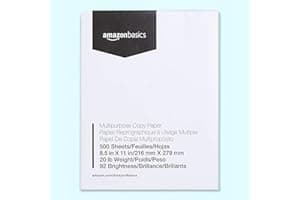 Amazon Basics Multipurpose Copy Printer Paper, 8.5 x 11 Inches, 20 lb, 92 Bright, White, 1 Ream (500 Sheets), Jam-Free