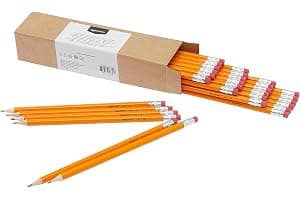 Amazon Basics Wood-Cased #2 HB School Pencils with Erasers for Writing and Drawing, Pre-sharpened, Soft Strong Lead, Orange, 30 Count