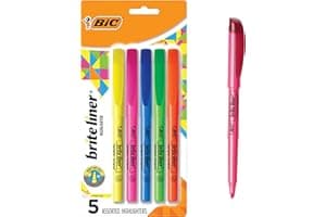 BIC Brite Liner Highlighters, Chisel Tip, 5-Count Pack, Assorted Colors