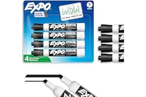 EXPO Dry Erase Markers, Low Odor Ink, Black, Chisel Tip, 4 Count - Whiteboard, Calendar, Organization, Essential Supplies for Office, School, Class...