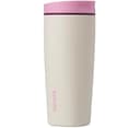 Owala SmoothSip Slider Insulated Stainless Steel Coffee Tumbler, Reusable Iced Coffee Cup, Hot Coffee Travel Mug, BPA Free 20 oz, Pink/Tan (Daybreak)