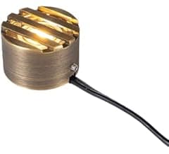 VOLT 12V 1W 2700K Warm White IP67 Watertight 116 Lumen Solid Brass BuddyPro LED Puck Light (Grated) for Deck, Step or Hardscape Outdoor Lighting