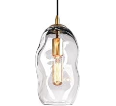 CASAMOTION Pendant Lights Blown Art Glass Modern Transitional Kitchen Island Lighting Dining Room Table Entryway Hallway Brass Gold Kit Large Lamp ...