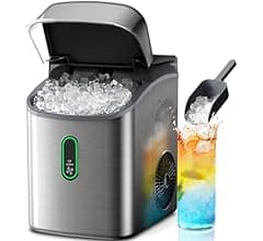 Silonn Nugget Ice Maker Countertop, Pebble Ice Maker with Soft Chewable Ice, One-Click Operation Ice Machine with Self-Cleaning, 33lbs/24H, Stainle...
