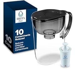 Brita Large 10 Cup Water Filter Pitcher, 1 BritaPlus Filter, Everyday, Black (Package May Vary)
