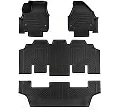 XTWEEX All Weather Floor Mat for Chrysler Pacifica 2017-2025 (No Hybrid Models), Fit 7 and 8 Passenger Model,TPE Chrysler Pacifica Floor Mats 3PCS ...