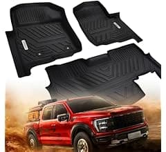All Weather Floor Mat for 2010-2014 Ford F-150 SuperCrew/Crew Cab with Bucket Seat, TPE Car Mat Full Set Front & Rear 3PCS,Custom Fit F150 Floor Li...