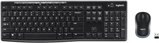 Logitech MK270 Wireless Keyboard and Mouse Combo for Windows, 2.4 GHz, 8 Multimedia Keys, PC, Laptop, Wireless Keyboard Compact Mouse Combo - Black