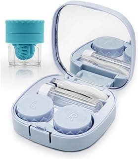 Contact Lens Case with Cleaner Washer, Travel Size Cute Colored Contact Lenses Applicator Removal Tool Kit with Mirror Solution Bottle for Daily Ou...