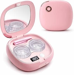 Ultrasonic Contact Lens Cleaner Machine – Portable, Rechargeable Cleaning Kit with 4 Contact Lens Solution Cases, Applicator & Removal Tools – for ...