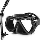 Greatever Dry Snorkel Set,Panoramic Wide View Anti-Fog Scuba Diving Mask,Professional Snorkeling Gear for Adults Kids