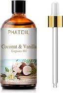 PHATOIL 3.38FL.OZ Coconut & Vanilla Fragrance Oils for Aromatherapy, Essential Oils for Diffusers for Home, Perfect for Diffuser, Yoga, DIY Candle and Soap Making - 100ml