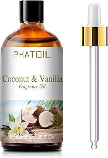 PHATOIL 3.38FL.OZ Coconut & Vanilla Fragrance Oils for Aromatherapy, Essential Oils for Diffusers for Home, Perfect for Diffuser, Yoga, DIY Candle ...