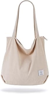 KALIDI Women Corduroy Tote Bag Zipper Casual Tote's Handbag Big Capacity Shoulder Bag with Pockets