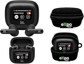JBL Live Beam 3 True Wireless Noise Cancelling Earbuds (Black) with Expo Gear Weather-Resistant Protective Hard-Shell Case