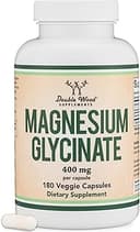 Magnesium Glycinate 400mg | 180 Capsules | Sleep, Muscle, & Heart Support | Vegan, Third Party Tested, Gluten Free, Non-GMO, by Double Wood Supplem...