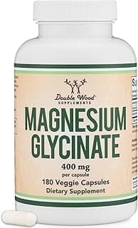 Magnesium Glycinate 400mg | 180 Capsules | Sleep, Muscle, & Heart Support | Vegan, Third Party Tested, Gluten Free, Non-GMO, by Double Wood Supplem...