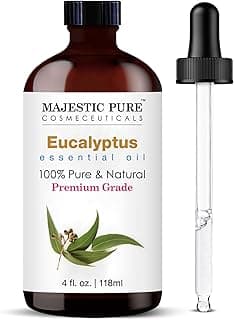 Majestic Pure Essential Oil with Glass Dropper - 100% Pure and Natural - Essential Oils for Diffuser, Aromatherapy, Soap and Candle Making, Eucalyp...