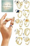 10Pcs Fidget Anxiety Rings for Women Adjustable Spinner Ring Gifts for People With Anxiety Moon Sun Butterfly Galaxy Daisy Flower CZ Stress Relief ...